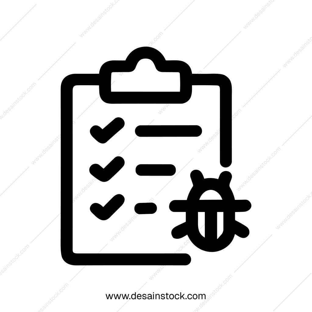 Simple Outline Bug Fixing Checklist Clipboard Icon for Software Development