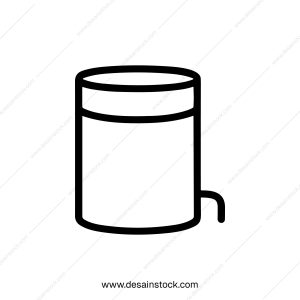 Simple Outline Water Tank Container with Small Pipe Icon Illustration
