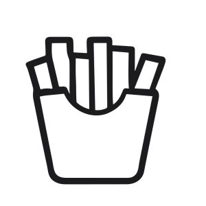 Line Art French Fries in a Box, Delicious Food Icon