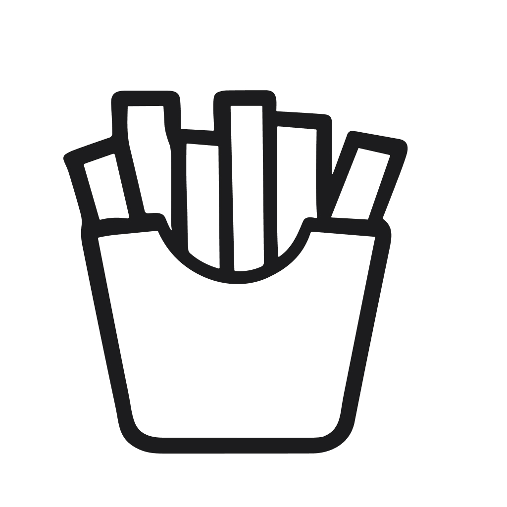 Line Art French Fries in a Box, Delicious Food Icon