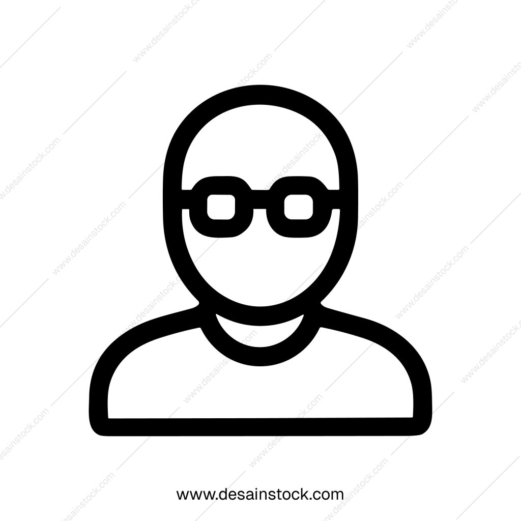 Minimalist Outline Person with Eyeglasses Shape Avatar Icon Symbol
