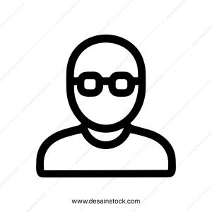 Minimalist Outline Person with Eyeglasses Shape Avatar Icon Symbol