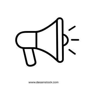 Simple Line Art Megaphone Announcement Communication Loudspeaker Tool Icon