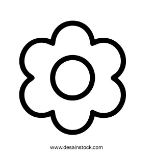 Outline Simple Geometric Flower Shape Icon Isolated on White Background