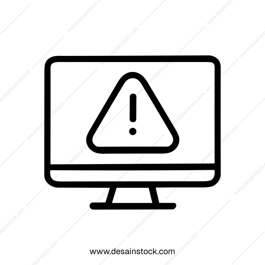 Simple Outline System Error on Computer Screen Warning Icon