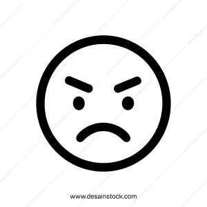Simple Line Style Angry Face Emotion Expression Sign Graphic Icon