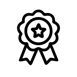 Outline Simple Badge Award with Ribbon Star Icon Symbol Graphic