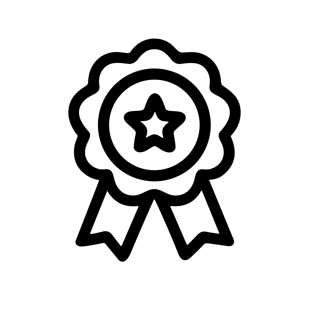 Outline Simple Badge Award with Ribbon Star Icon Symbol Graphic