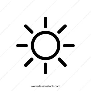 Simple Line Art Sun Icon with Rays Illustration Weather Element