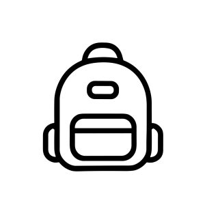 Simple Outline Backpack Schoolbag Rucksack Icon with Minimalist Black Design