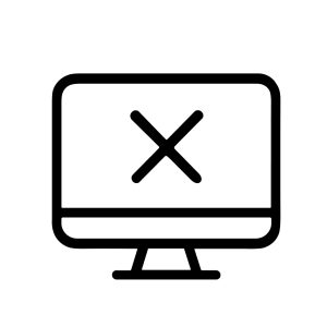 Simple Outline Desktop Computer Screen Display Error Sign Icon Symbol