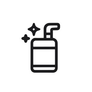 Minimalist Line Art Soap Dispenser with Sparkle Icon Symbol Graphic