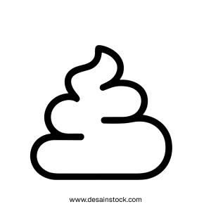 Outline Minimalist Poop Emoji Icon Shape Stool Feces Symbol Flat Style