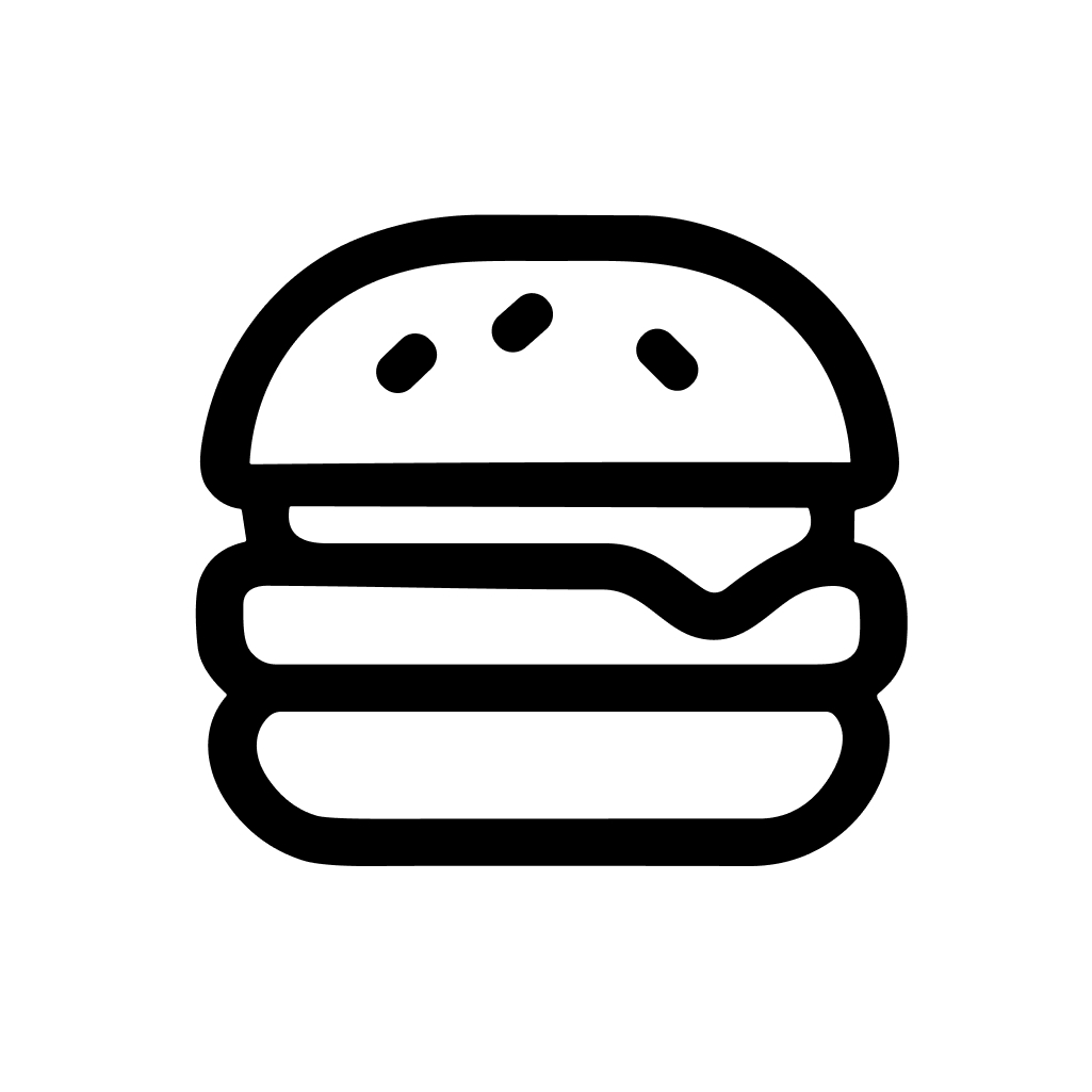 Simple Outline Burger Single Icon Delicious Fast Food Line Art