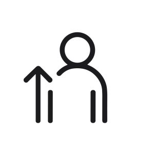 Simple Line Drawing Person with Up Arrow Sign Shape Icon