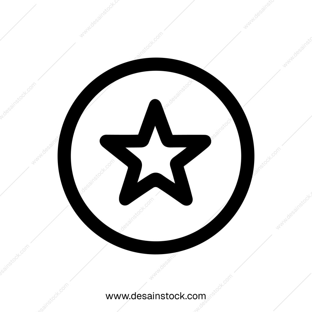Simple Outline Star in Circle Shape Sign Icon Symbol