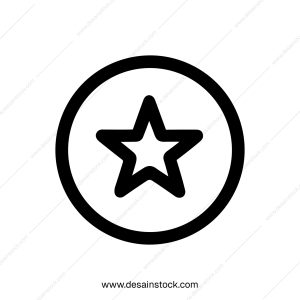 Simple Outline Star in Circle Shape Sign Icon Symbol