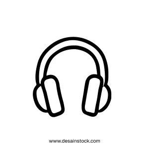 Simple Outline Style Headphones Accessory Electronic Gadget Sound Icon