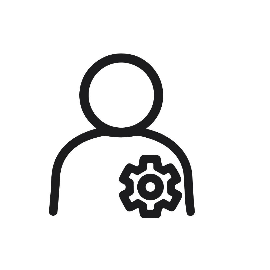 Line Art Person with Gear Sign Symbol Creative Idea Icon Design