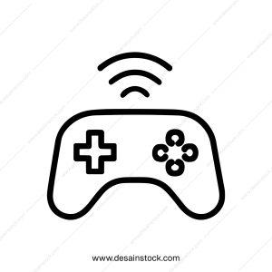 Simple Line Style Wireless Game Controller with Plus Sign and Clover Buttons Icon