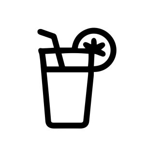 Simple Outline Drink Glass with Lemon Slice and Straw Icon Symbol