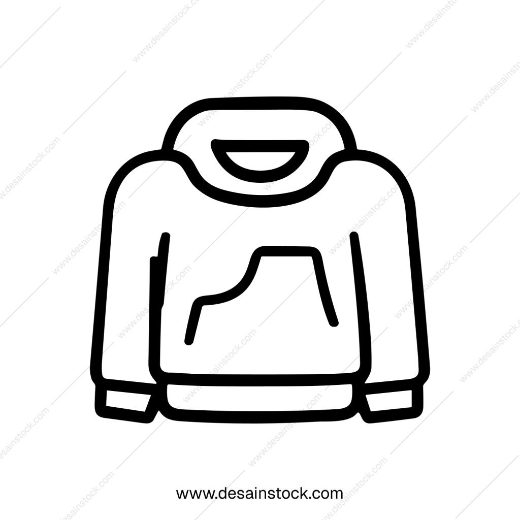 Minimalist Outline Hoodie Sweatshirt Front View Clothing Line Art Icon