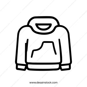 Minimalist Outline Hoodie Sweatshirt Front View Clothing Line Art Icon
