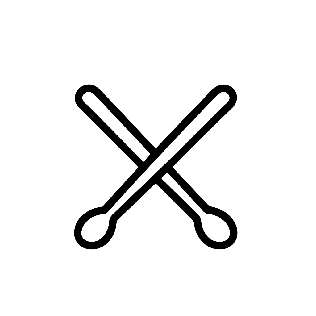 Minimalist Line Art Crossed Drumsticks Music Instrument Icon Illustration