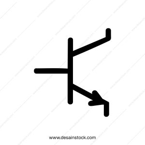 Simple Line Art Bipolar Junction Transistor Symbol Electronic Component Icon
