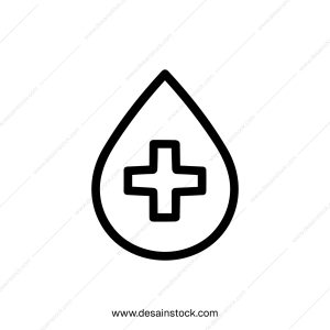 Minimalist Outline Blood Donation Drop with Plus Sign Healthcare Icon