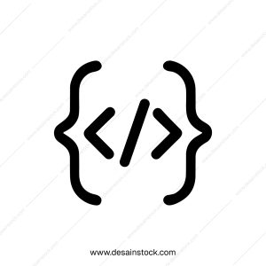 Simple Line Style Coding Tag Symbol with Curly Braces Icon