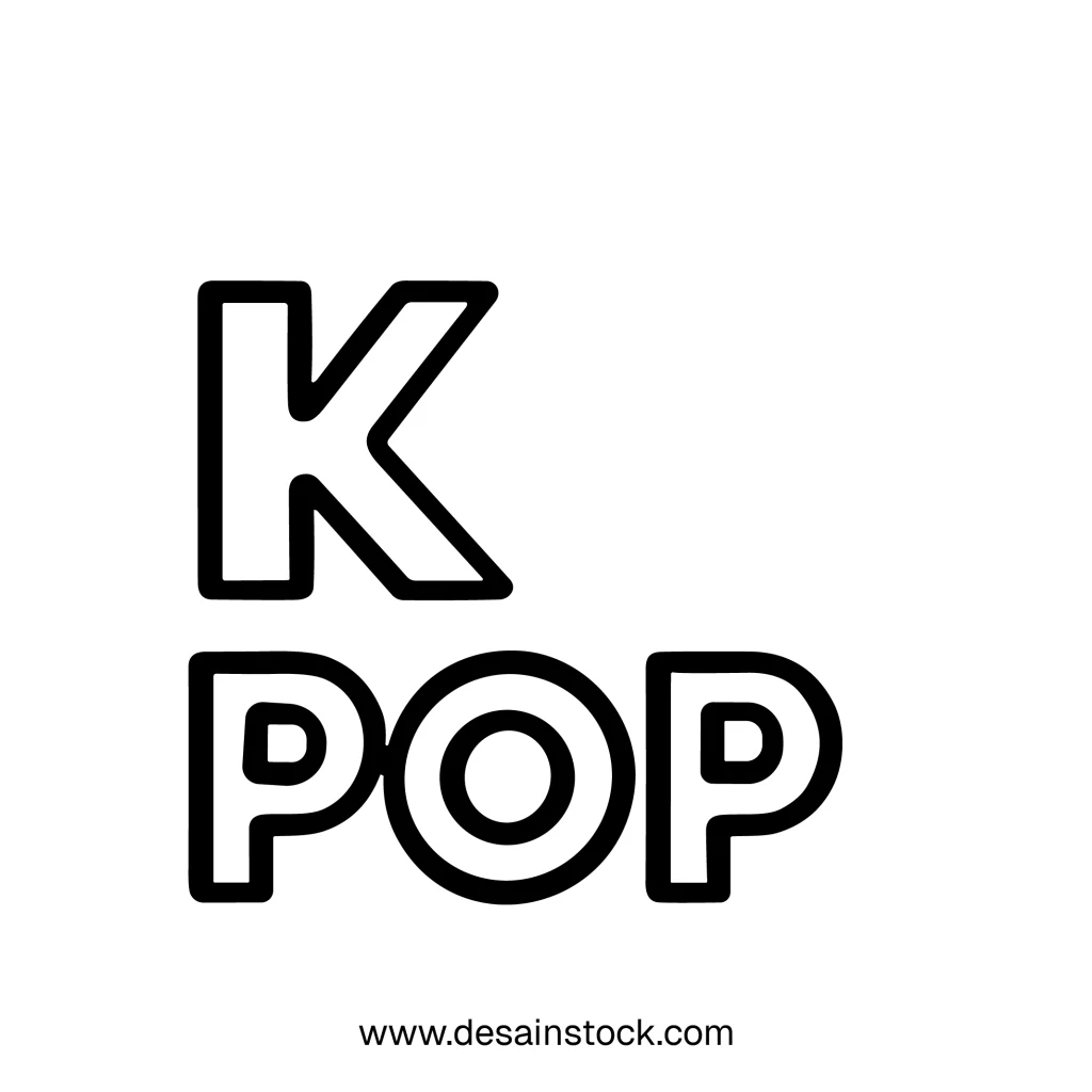 Simple Outline K-Pop Lettering Design Decorative Modern Entertainment Concept