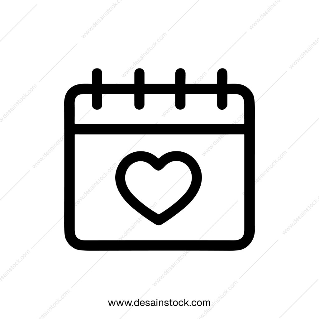 Minimalist Outline Heart Calendar Important Date Appointment Planner Event Icon