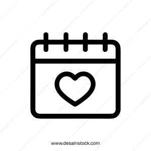 Minimalist Outline Heart Calendar Important Date Appointment Planner Event Icon