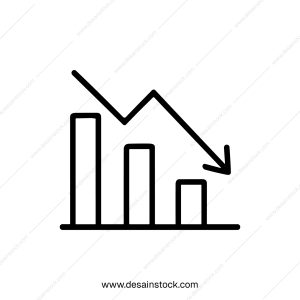 Minimalist Outline Decreasing Bar Chart with Arrow Icon for Business Analysis