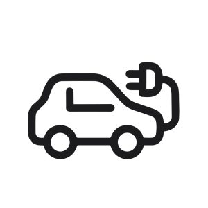 Minimalist Line Drawing Electric Car with Plug Icon for Environment