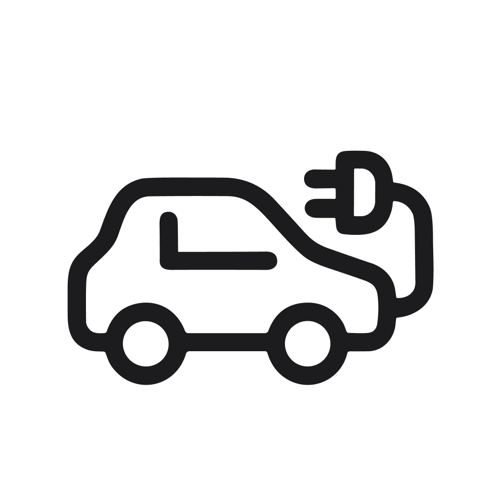 Minimalist Line Drawing Electric Car with Plug Icon for Environment