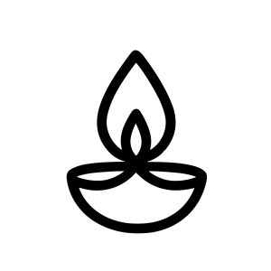 Minimalist Outline Diwali Lamp Graphic Element for Religious Celebration