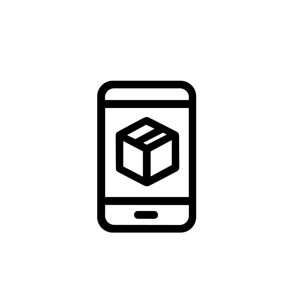 Minimalist Line Drawing Mobile Phone with Box Parcel Application Icon