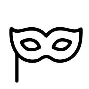 Outline Simple Black Masquerade Mask on a Stick Line Icon Symbol