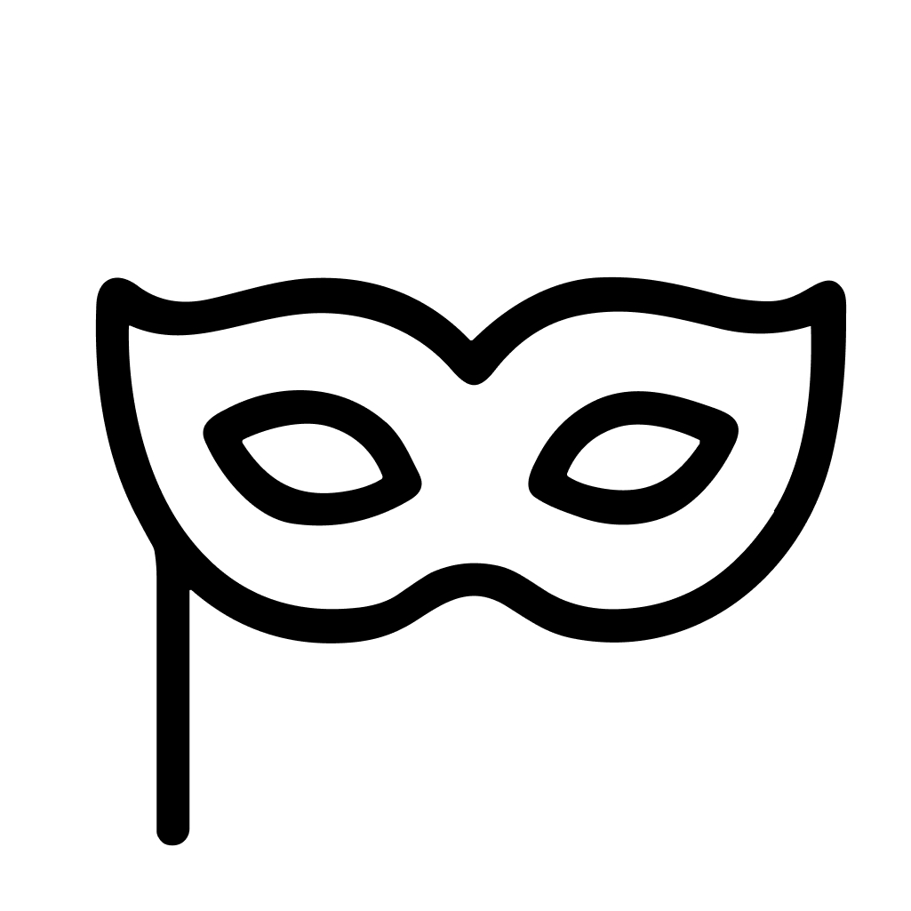 Outline Simple Black Masquerade Mask on a Stick Line Icon Symbol