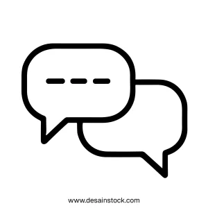 Line Outline Two Speech Bubbles Icon Minimalist Communication Symbol