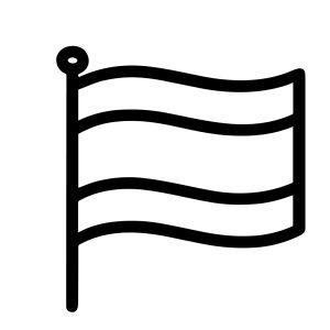 Simple Line Style Waving Banner Country Symbol Outline Flag Icon