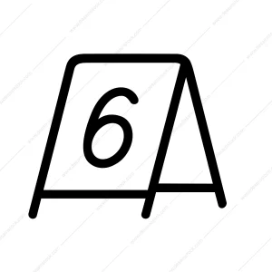 Simple Outline Tabletop Number Six Marker Sign Illustration Icon