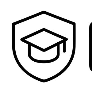 Minimalist Outline Shield with Graduation Cap, Education, Knowledge Icon