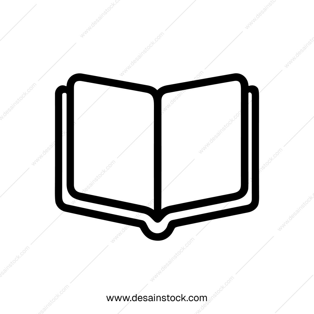 Simple Outline Open Book Illustration for Education and Literature Material
