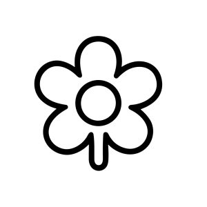 Simple Line Art Flower Icon Symbol Sign Outline Plant Design