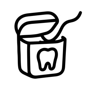 Simple Outline Dental Floss Box with Tooth Icon Hygiene Illustration