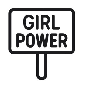 Minimalist Outline Girl Power Message on Sign Board Icon Illustration