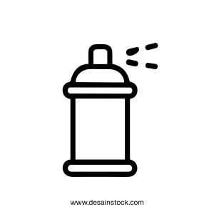 Simple Outline Style Spray Paint Can Isolated Line Art Illustration